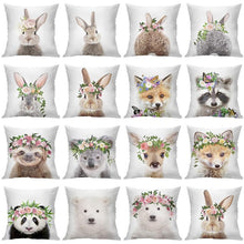 Load image into Gallery viewer, Cute Decorative Pillow Case Cover Grey Rabbit Isolated On A White Background Bunny Tail Back Soft Linen Pillow Case For Decorative Bedroom Case Cushion Covers Home Throw Pillows Flower Pillow Case Rabbit Sofa Animal Cushion Cover 45X45CM