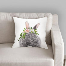Load image into Gallery viewer, Cute Decorative Pillow Case Cover Grey Rabbit Isolated On A White Background Bunny Tail Back Soft Linen Pillow Case For Decorative Bedroom Case Cushion Covers Home Throw Pillows Flower Pillow Case Rabbit Sofa Animal Cushion Cover 45X45CM