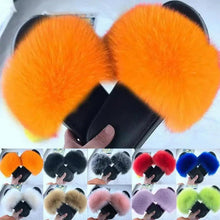Load image into Gallery viewer, Cute Fluffy Ladies Indoor Warm Slippers Furry Luxury Flip Flops Women's Fashion Flat Soft Flip Flops