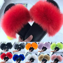 Load image into Gallery viewer, Cute Fluffy Ladies Indoor Warm Slippers Furry Luxury Flip Flops Women's Fashion Flat Soft Flip Flops
