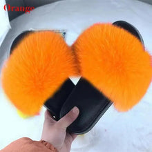 Load image into Gallery viewer, Cute Fluffy Ladies Indoor Warm Slippers Furry Luxury Flip Flops Women's Fashion Flat Soft Flip Flops