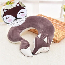 将图片加载到图库查看器,Cute Fox Animal Cotton Plush U Shape Neck Pillow Travel Car Home Pillow Nap Animal Pillow Health Care with Eye Mask Cute Fox U Shaped Neck Pillow for Car Airplane Traveling ,Animal Plush Stuffed Travel Pillow Travel Pillows Cartoon Planes Fox Animal