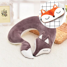 将图片加载到图库查看器,Cute Fox Animal Cotton Plush U Shape Neck Pillow Travel Car Home Pillow Nap Animal Pillow Health Care with Eye Mask Cute Fox U Shaped Neck Pillow for Car Airplane Traveling ,Animal Plush Stuffed Travel Pillow Travel Pillows Cartoon Planes Fox Animal