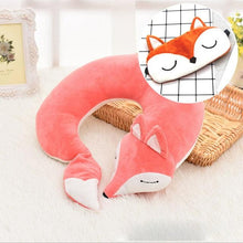 将图片加载到图库查看器,Cute Fox Animal Cotton Plush U Shape Neck Pillow Travel Car Home Pillow Nap Animal Pillow Health Care with Eye Mask Cute Fox U Shaped Neck Pillow for Car Airplane Traveling ,Animal Plush Stuffed Travel Pillow Travel Pillows Cartoon Planes Fox Animal