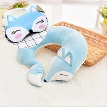 将图片加载到图库查看器,Cute Fox Animal Cotton Plush U Shape Neck Pillow Travel Car Home Pillow Nap Animal Pillow Health Care with Eye Mask Cute Fox U Shaped Neck Pillow for Car Airplane Traveling ,Animal Plush Stuffed Travel Pillow Travel Pillows Cartoon Planes Fox Animal