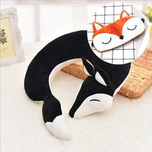 将图片加载到图库查看器,Cute Fox Animal Cotton Plush U Shape Neck Pillow Travel Car Home Pillow Nap Animal Pillow Health Care with Eye Mask Cute Fox U Shaped Neck Pillow for Car Airplane Traveling ,Animal Plush Stuffed Travel Pillow Travel Pillows Cartoon Planes Fox Animal