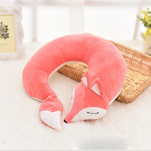 将图片加载到图库查看器,Cute Fox Animal Cotton Plush U Shape Neck Pillow Travel Car Home Pillow Nap Animal Pillow Health Care with Eye Mask Cute Fox U Shaped Neck Pillow for Car Airplane Traveling ,Animal Plush Stuffed Travel Pillow Travel Pillows Cartoon Planes Fox Animal