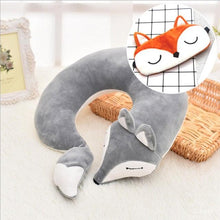 将图片加载到图库查看器,Cute Fox Animal Cotton Plush U Shape Neck Pillow Travel Car Home Pillow Nap Animal Pillow Health Care with Eye Mask Cute Fox U Shaped Neck Pillow for Car Airplane Traveling ,Animal Plush Stuffed Travel Pillow Travel Pillows Cartoon Planes Fox Animal