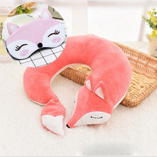 将图片加载到图库查看器,Cute Fox Animal Cotton Plush U Shape Neck Pillow Travel Car Home Pillow Nap Animal Pillow Health Care with Eye Mask Cute Fox U Shaped Neck Pillow for Car Airplane Traveling ,Animal Plush Stuffed Travel Pillow Travel Pillows Cartoon Planes Fox Animal