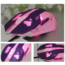 Load image into Gallery viewer, Cute Gaming USB Wired Mouse Girls Pink Computer Professional 2400 DPI Mouse Colorful Silent Mouse For PC