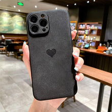 将图片加载到图库查看器,Cute Love Heart Leather Phone Case Soft Shockproof Case for Women Fashion Love Heart Leather Phone Case For iPhone 13 12 11 Pro Max X XR XS Max Camera Protection Soft Back Phone Cover For Couples