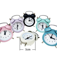 Load image into Gallery viewer, Cute Mini Metal Round Alarm Clock Desk Table Electronic Digital Clock Twin Bell Alarm Clock Metal Frame 3D Dial with Backlight Function Desk Table Clock for Home & Office Bedroom Living Room Alarm Clock Creative Home Decoration