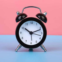 Load image into Gallery viewer, Cute Mini Metal Round Alarm Clock Desk Table Electronic Digital Clock Twin Bell Alarm Clock Metal Frame 3D Dial with Backlight Function Desk Table Clock for Home & Office Bedroom Living Room Alarm Clock Creative Home Decoration