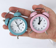 Load image into Gallery viewer, Cute Mini Metal Round Alarm Clock Desk Table Electronic Digital Clock Twin Bell Alarm Clock Metal Frame 3D Dial with Backlight Function Desk Table Clock for Home & Office Bedroom Living Room Alarm Clock Creative Home Decoration