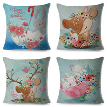 将图片加载到图库查看器,Cute Pillow Cover Cartoon Giraffe Fox Reindeer Animal Nordic Polyester Cotton Cushion Cover For Sofa Home Kids Room Decor Throw Pillow Cases Cartoon Animal Woodland Decorative Cotton Cushion Cover Home Baby Room Decor Standard Pillowcase