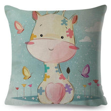 将图片加载到图库查看器,Cute Pillow Cover Cartoon Giraffe Fox Reindeer Animal Nordic Polyester Cotton Cushion Cover For Sofa Home Kids Room Decor Throw Pillow Cases Cartoon Animal Woodland Decorative Cotton Cushion Cover Home Baby Room Decor Standard Pillowcase