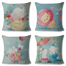 将图片加载到图库查看器,Cute Pillow Cover Cartoon Giraffe Fox Reindeer Animal Nordic Polyester Cotton Cushion Cover For Sofa Home Kids Room Decor Throw Pillow Cases Cartoon Animal Woodland Decorative Cotton Cushion Cover Home Baby Room Decor Standard Pillowcase