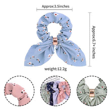 Load image into Gallery viewer, Cute Rabbit Ear Striped Metal Buckle Hair Scrunchies Elastic Hair Bands Ties Rope Bands Ponytail Bands Gorgeous Hair Accessories For Women