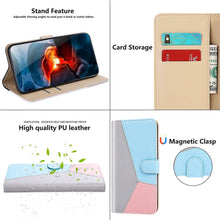 Load image into Gallery viewer, Cute Shockproof Flip PU Leather Wallet Cover Kickstand Card Slots Side Pocket Magnetic Closure Flip Phone Bags For iPhone 13 12 Mini 11 Pro Max XR X XS Max 7 8 6 6S Plus 5 5S SE Color Card Pocket Purse Wallet Case
