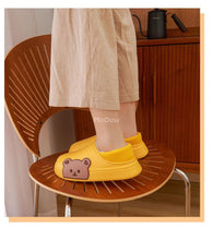 将图片加载到图库查看器,Cute Side Bear Waterproof Cotton Women Shoes Winter Warm Indoor Outdoor Wrapped Heel Slippers EVA Comfort Memory Foam Slippers Waterproof Non Skid Warm Washable Cotton Shoes Loafer Slippers