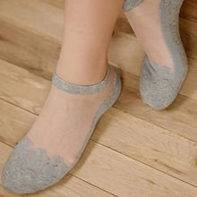 Load image into Gallery viewer, Cute Sock Slipper Women 1 Pair 2 Pieces Silk Spring Summer Thin Breathable Girl Socks Women Socks Breathable Anti-Friction Ultra Thin Socks for Women Transparent Lace Silk Elastic Socks