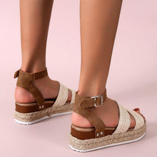 将图片加载到图库查看器,Cute Summer Women Golden Sandals Platform Heels Cross Strap Ankle Lace Beach Party Shoes Open Toe Ankle Platform Strap Casual Shoes Platform Wrap Rubber Sole Flat Sandal