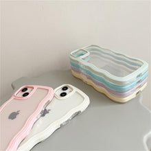 Load image into Gallery viewer, Cute Transparent Curly Wave Phone Case For iPhone 14Pro 13 12 11 Pro Max X XR XS Max Candy Color Shockproof Clear Hard Cover Shockproof Popular Wavy Stylish Phone Case