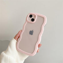Load image into Gallery viewer, Cute Transparent Curly Wave Phone Case For iPhone 14Pro 13 12 11 Pro Max X XR XS Max Candy Color Shockproof Clear Hard Cover Shockproof Popular Wavy Stylish Phone Case