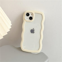 Load image into Gallery viewer, Cute Transparent Curly Wave Phone Case For iPhone 14Pro 13 12 11 Pro Max X XR XS Max Candy Color Shockproof Clear Hard Cover Shockproof Popular Wavy Stylish Phone Case