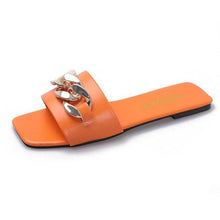 将图片加载到图库查看器,Cute Women Summer Slipper Square Toe Chain Slippers Slip On Flat Slide Sandals Beach Flip Flops Casual Shoe Sandals With Square Open Toe Slip On Comfy Slides Sandals Casual Shoes Summer Low Heeled