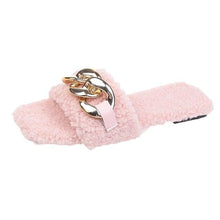 将图片加载到图库查看器,Cute Women Summer Slipper Square Toe Chain Slippers Slip On Flat Slide Sandals Beach Flip Flops Casual Shoe Sandals With Square Open Toe Slip On Comfy Slides Sandals Casual Shoes Summer Low Heeled