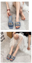 将图片加载到图库查看器,Cute Women Summer Slipper Square Toe Chain Slippers Slip On Flat Slide Sandals Beach Flip Flops Casual Shoe Sandals With Square Open Toe Slip On Comfy Slides Sandals Casual Shoes Summer Low Heeled