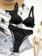 将图片加载到图库查看器,Cute Women Swimwear Pure Color Bikinis Swimsuit Women High Waist String Solid Color 2 Piece Bathing Suits Summer High Cut Push Up Bathing Suit High Waist Beach Wear Breathable Bikini