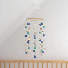 Load image into Gallery viewer, Cute Wool Ball Wind Chimes Newborn Baby Bed Bell Dream Catcher String Pendant Kids Room Decoration Wooden Wind Chime Bed Bell Nursery Crib Bed Bell Baby Bedroom Ceiling Wooden Beads Wind Chime Wall Hanging Ornament