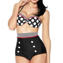 Load image into Gallery viewer, Cutest Retro Swimsuit Swimwear Vintage High Waist Swimsuit For Women Halter 2 Piece Bathing Suit Ruffle Bikini Set Tummy Control Vintage Pin Up High Waist Bikini Set For Women Swimming Bathing Suit S/M/L/XL