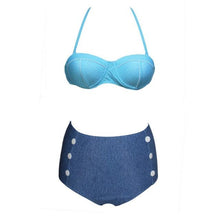Load image into Gallery viewer, Cutest Retro Swimsuit Swimwear Vintage High Waist Swimsuit For Women Halter 2 Piece Bathing Suit Ruffle Bikini Set Tummy Control Vintage Pin Up High Waist Bikini Set For Women Swimming Bathing Suit S/M/L/XL