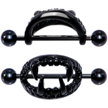 Load image into Gallery viewer, 14G 5/8 Black Fearsome Fangs Nipple Shield Set