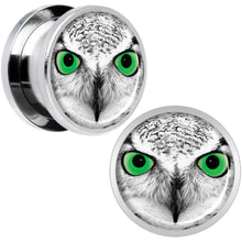 Load image into Gallery viewer, Black White Owl Steel Screw Fit Plug Set 9/16