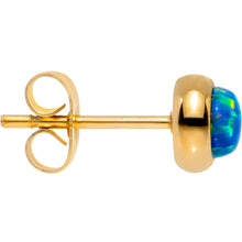 Load image into Gallery viewer, Green Synthetic Opal Gold IP 316L Surgical Steel Stud Earrings