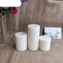 Load image into Gallery viewer, Cylindrical Striped Candle Pillar Candles Aromatherapy Scented Candles Clean Burning And Dripless Candle Lights Creamy Aromatherapy Scented Candles Home Decoration Romantic Candlelight Dinner