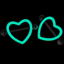 Load image into Gallery viewer, 3/4 Blue Glow in the Dark Valentine Heart Nipple Shield Set
