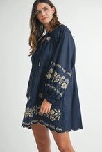 Load image into Gallery viewer, Embroidered Long Sleeve Peasant Mini Dress For Women β Embroidered Mini Dress, Long Sleeve Peasant Dress, Bohemian Dress, Casual Peasant Dress, Timeless Elegance Dress