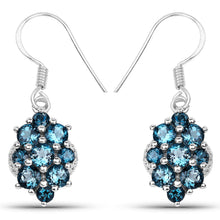 Load image into Gallery viewer, 4.32 Carat Genuine London Blue Topaz .925 Sterling Silver Earrings
