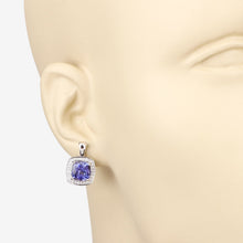 Load image into Gallery viewer, 5.95 Carat Genuine Tanzanite and White Diamond 14K White Gold Earrings