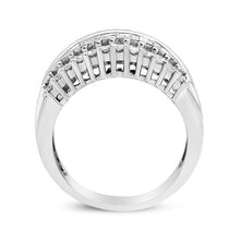 Load image into Gallery viewer, 14K White Gold 1.00 Cttw Round and Baguette-Cut Diamond Modern Band Ring (H-I Color, SI2-I1 Clarity) - Ring Size 7