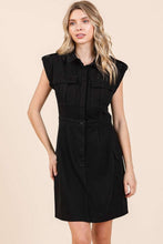 Load image into Gallery viewer, Cargo Pocket Half Button Mini Dress For Women – Casual Mini Dress, Buttoned Dress, Pocketed Dress, Versatile Dress, Trendy Mini Dress