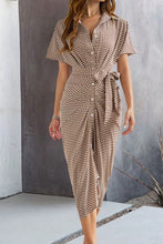 Load image into Gallery viewer, Collared Neck Short Sleeve Midi Shirt Dress Elegant & Versatile Style Cute Dress For Girls