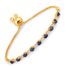 Load image into Gallery viewer, 1.83 Carat Genuine Blue Sapphire and White Diamond .925 Sterling Silver Bracelet