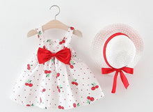 将图片加载到图库查看器,Modern Luxury Baby Girl Summer Party Clothing Cherry Dot Princess Dresses Bow Hat Outfits For Girls