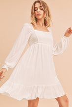 Load image into Gallery viewer, Ruffled Hem Square Neck Balloon Sleeve Mini Dress β Trendy, Feminine & Fashion-Forward Dress for Stylish Occasions